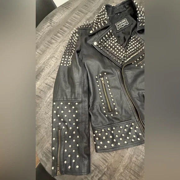 VINTAGE/Black Studded Leather Performance Jacket - Picture 3 of 8